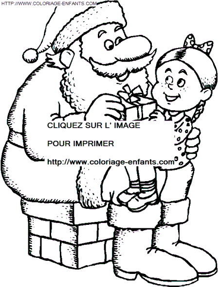 coloriage Fetes Noel Pere Noel Cheminee