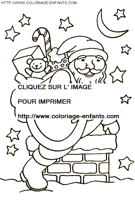 coloriage Fetes Noel Pere Noel Cheminee