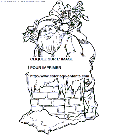 coloriage Fetes Noel Pere Noel Cheminee