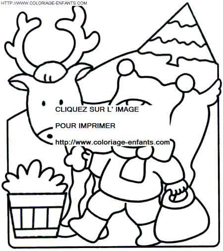 Coloriage Fetes Noel Pere Noel Rennes gratuit à colorier  Fetes Noel