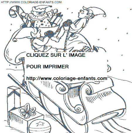 coloriage Fetes Noel Pere Noel Traineau