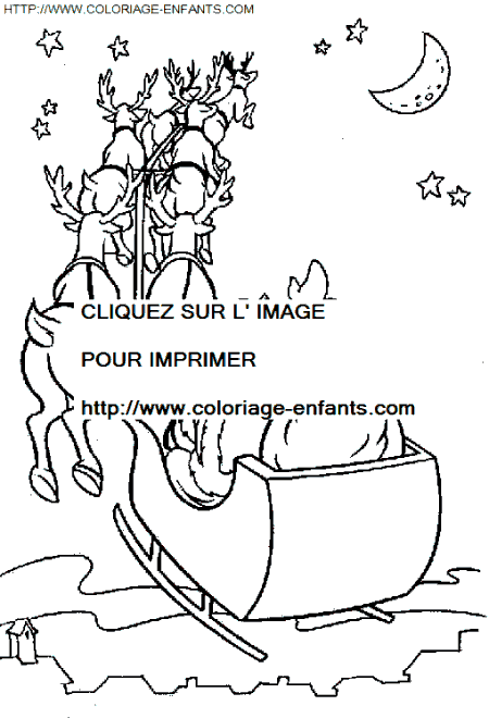 coloriage Fetes Noel Pere Noel Traineau