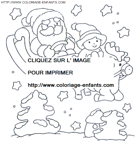 coloriage Fetes Noel Pere Noel Traineau