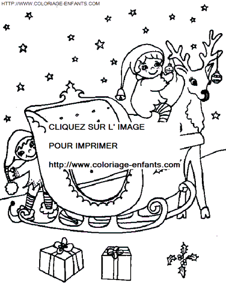 coloriage Fetes Noel Pere Noel Traineau