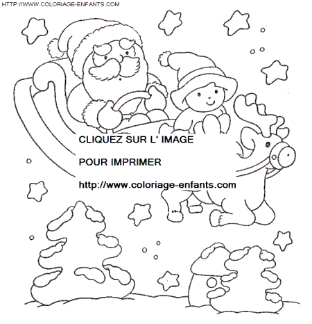 coloriage Fetes Noel Pere Noel Traineau