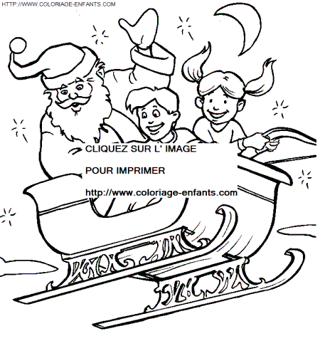 coloriage Fetes Noel Pere Noel Traineau