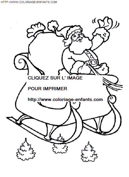 coloriage Fetes Noel Pere Noel Traineau