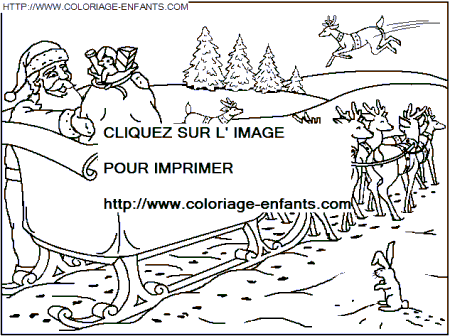 coloriage Fetes Noel Pere Noel Traineau