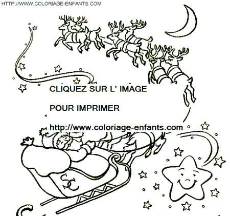 coloriage Fetes Noel Pere Noel Traineau