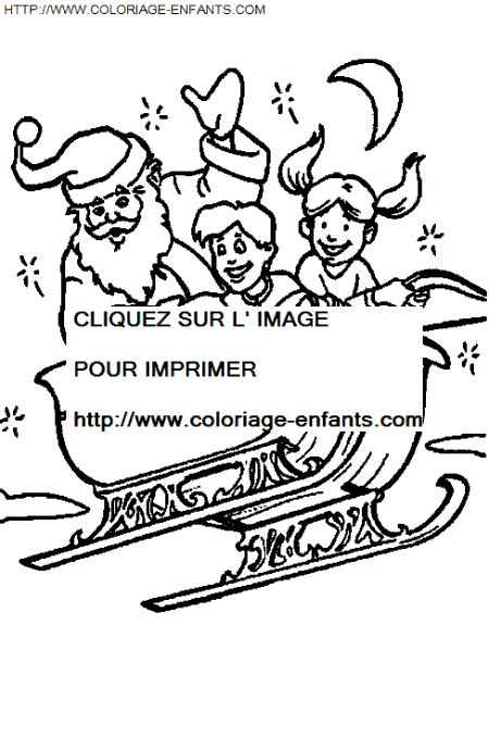 coloriage Fetes Noel Pere Noel Traineau