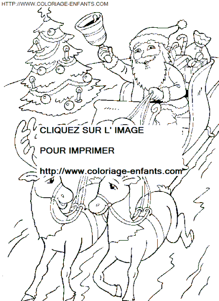 coloriage Fetes Noel Pere Noel Traineau