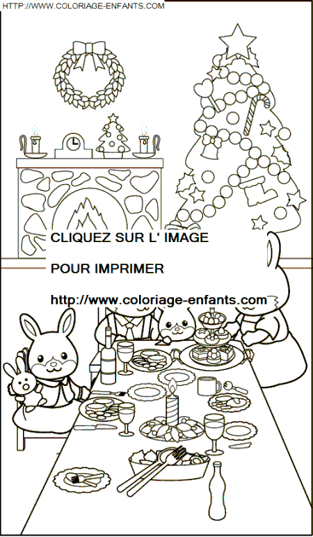 coloriage Fetes Noel Repas