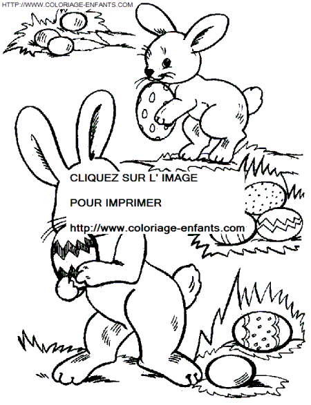 coloriage paques lapins