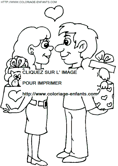 coloriage saint valentin amoureux