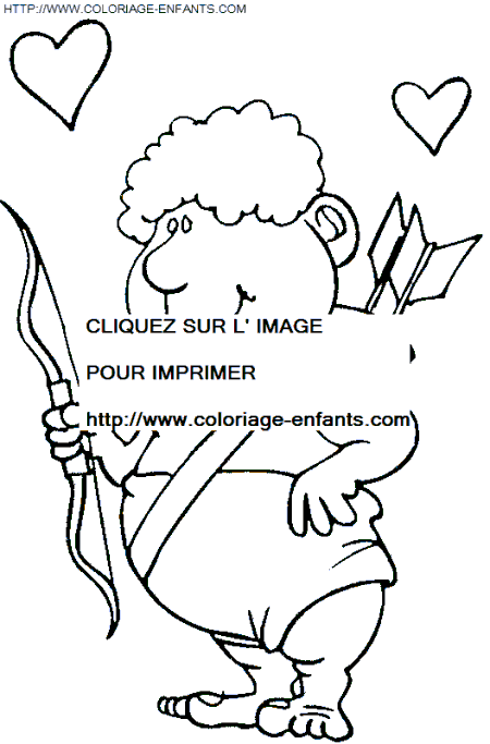 coloriage saint valentin cupidon