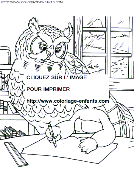 coloriage franklin et maitre hibou