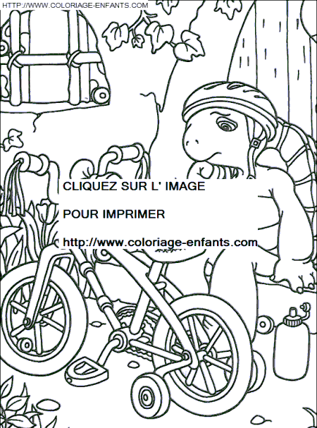 coloriage franklin fatigue par son velo