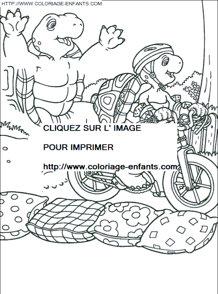 coloriage franklin pret a apprendre a faire du velo