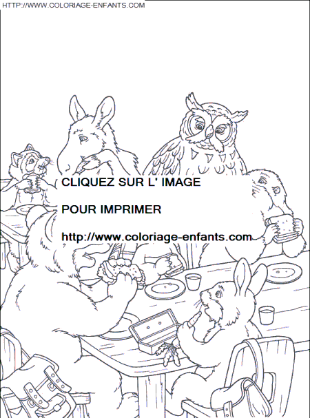 coloriage franklin ses amis au gouter