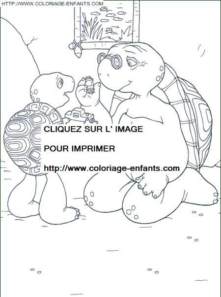 coloriage franklin son papa met une pellicule photo