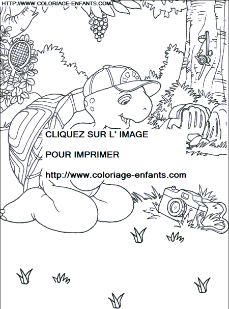 coloriage franklin trouve un appareil photo