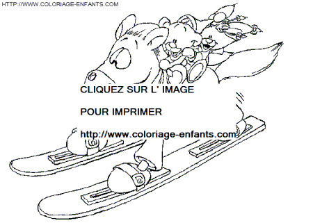 coloriage galupy glissant avec ses amis