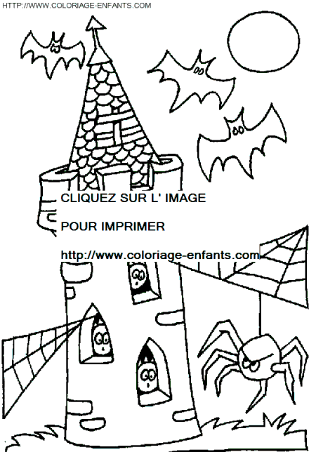 coloriage maisons hantees