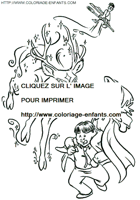 coloriage harry potter avec le cerf