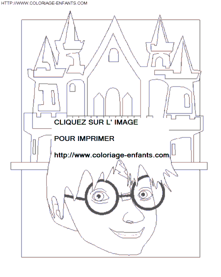 coloriage harry potter devant le chateau