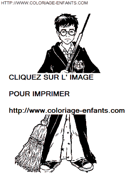 coloriage harry potter et son balai