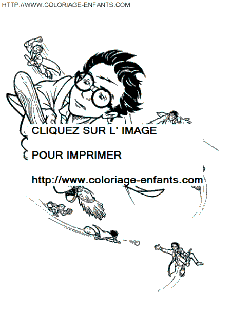 coloriage harry potter la partie de quidditch