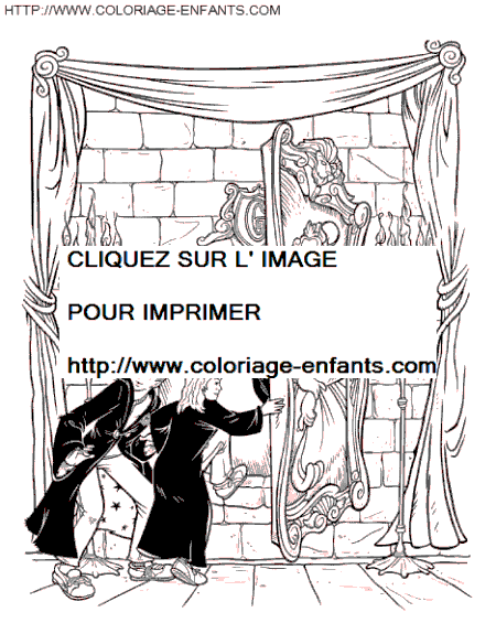 coloriage harry potter les amis entrant dans la chambre des secrets