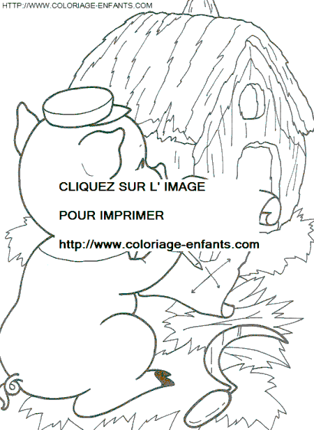 coloriage trois petits cochons