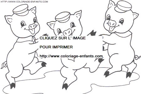 coloriage trois petits cochons