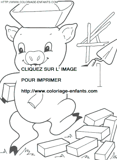 coloriage trois petits cochons