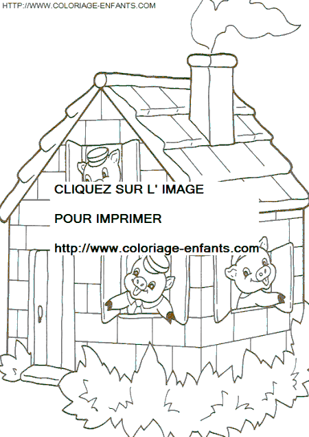 coloriage trois petits cochons