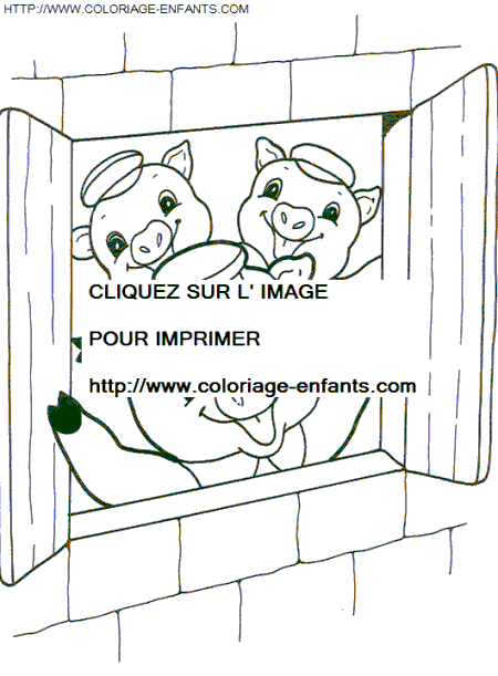 coloriage trois petits cochons