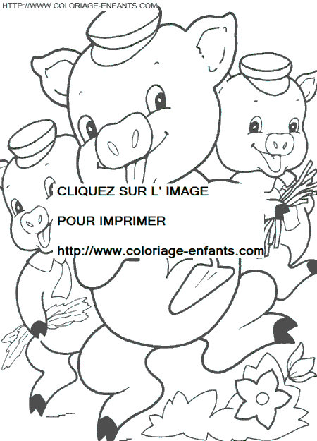 coloriage trois petits cochons