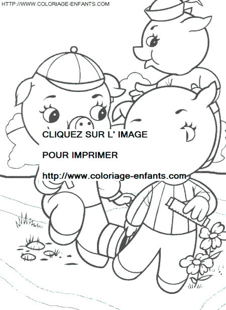 coloriage trois petits cochons