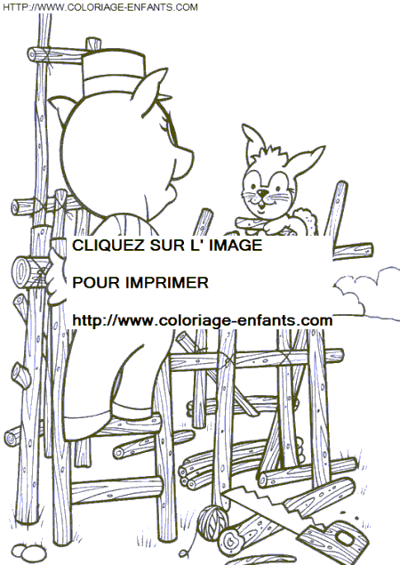 coloriage trois petits cochons