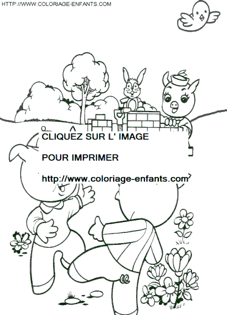 coloriage trois petits cochons