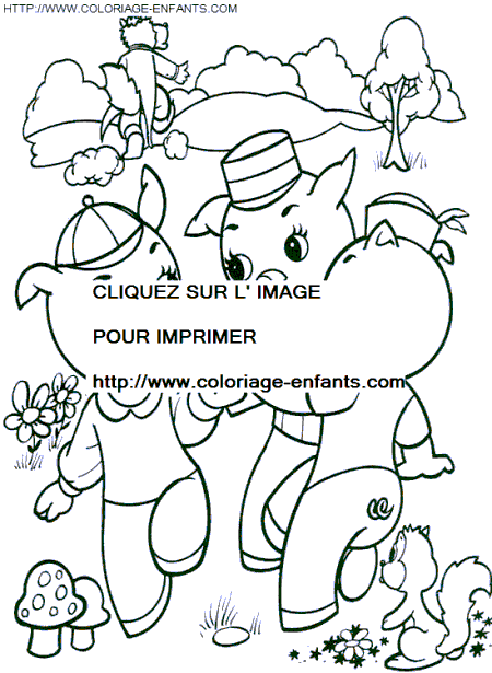 coloriage trois petits cochons