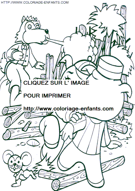 coloriage trois petits cochons