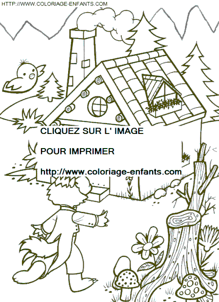 coloriage trois petits cochons