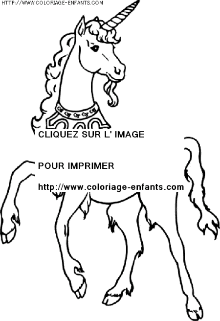 coloriage histoire licornes