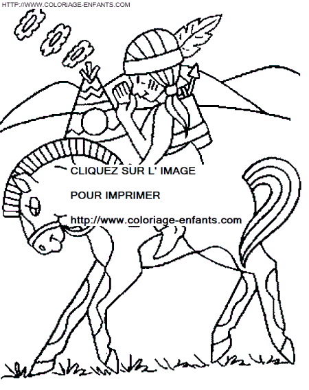 coloriage indien a cheval