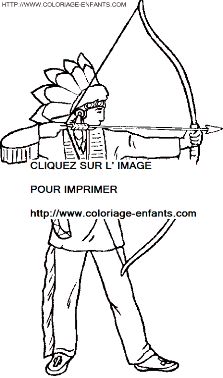 coloriage indien au tir de fleches