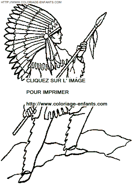 coloriage indien avec sa lance