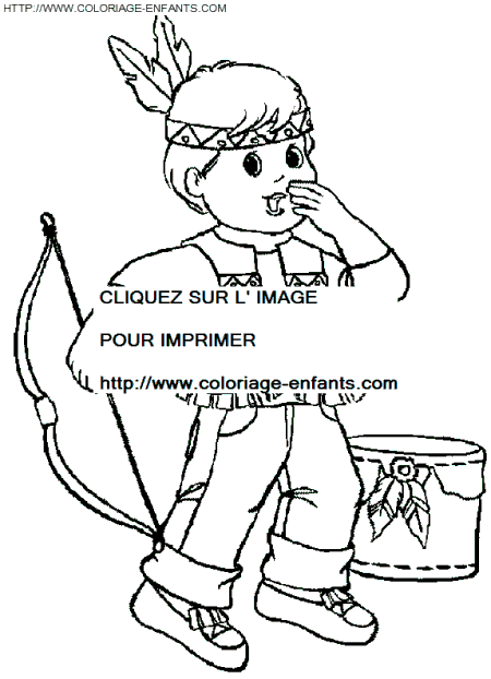 coloriage indien enfant dansant