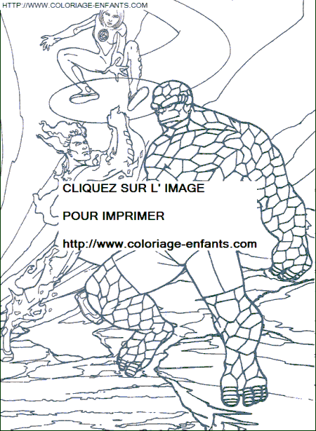 coloriage les 4 fantastiques en attaque